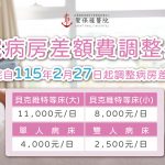 住院病房差額費調整公告